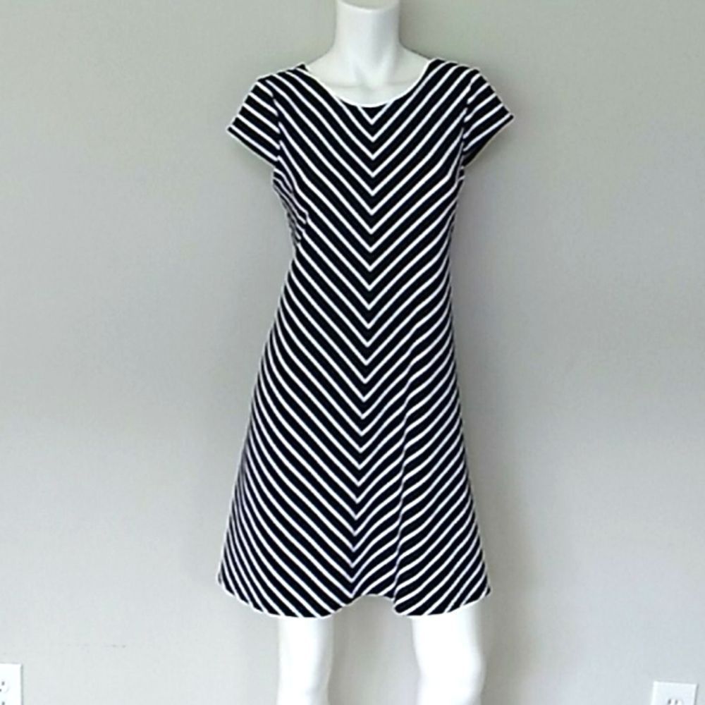 Tiana B Striped Fit And Flare Dress. Sz 6 NWOT